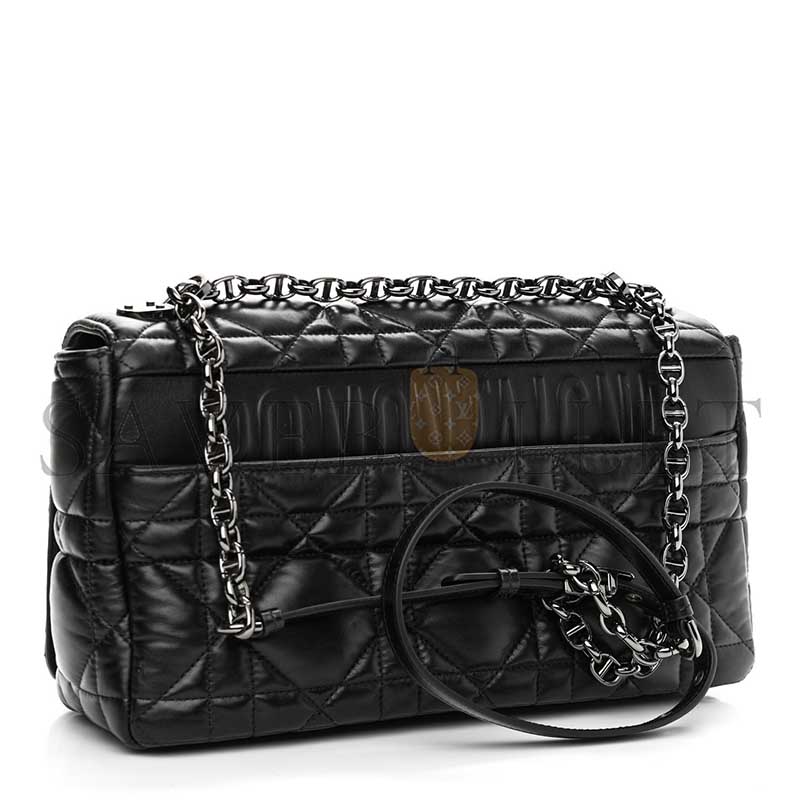 DIOR CALFSKIN MACROCANNAGE LARGE CARO BAG BLACK (28*17*9cm) 